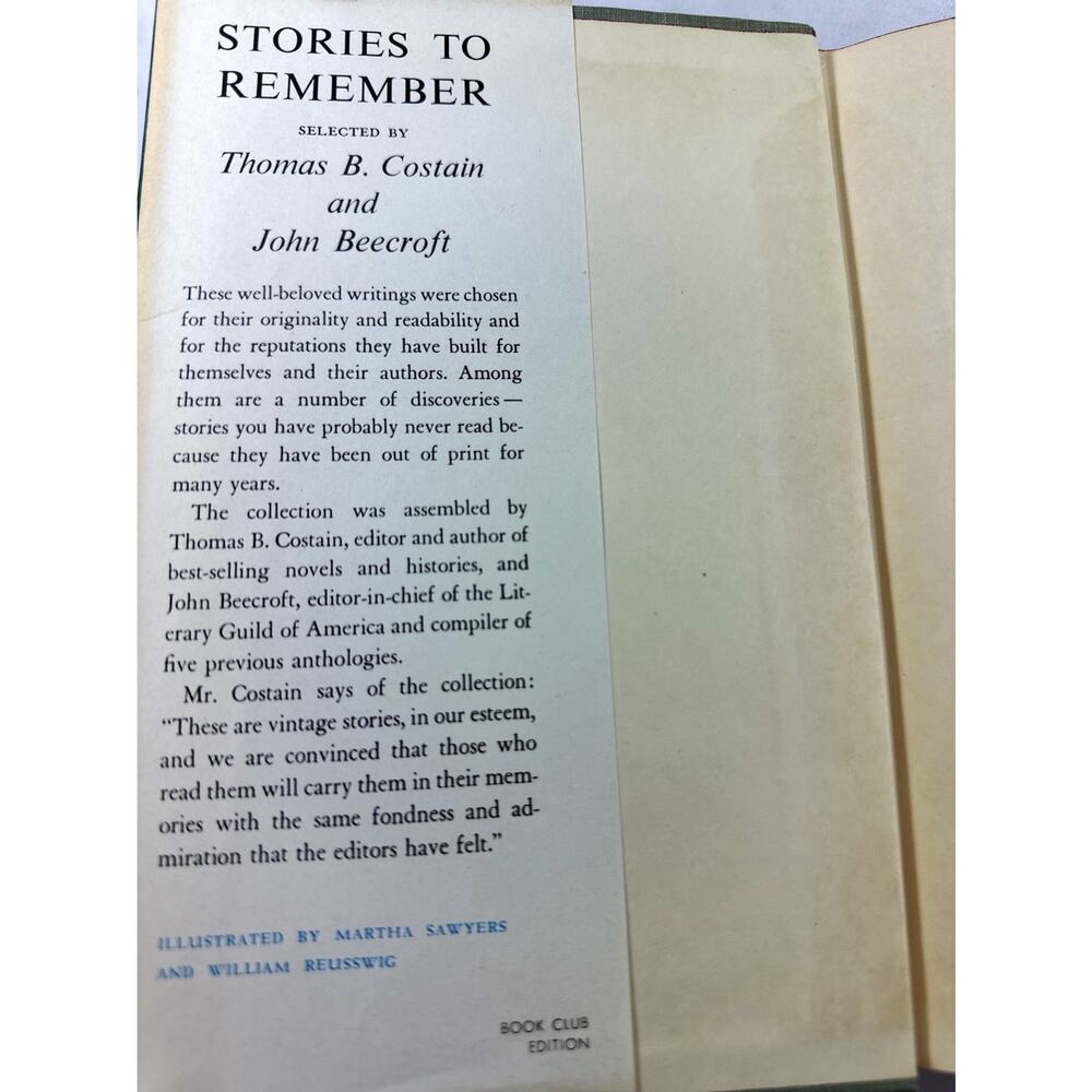 Stories to Remember 1956 Thomas B. Costain John Beecroft Doubleday Book Club HC - Picture 7 of 11